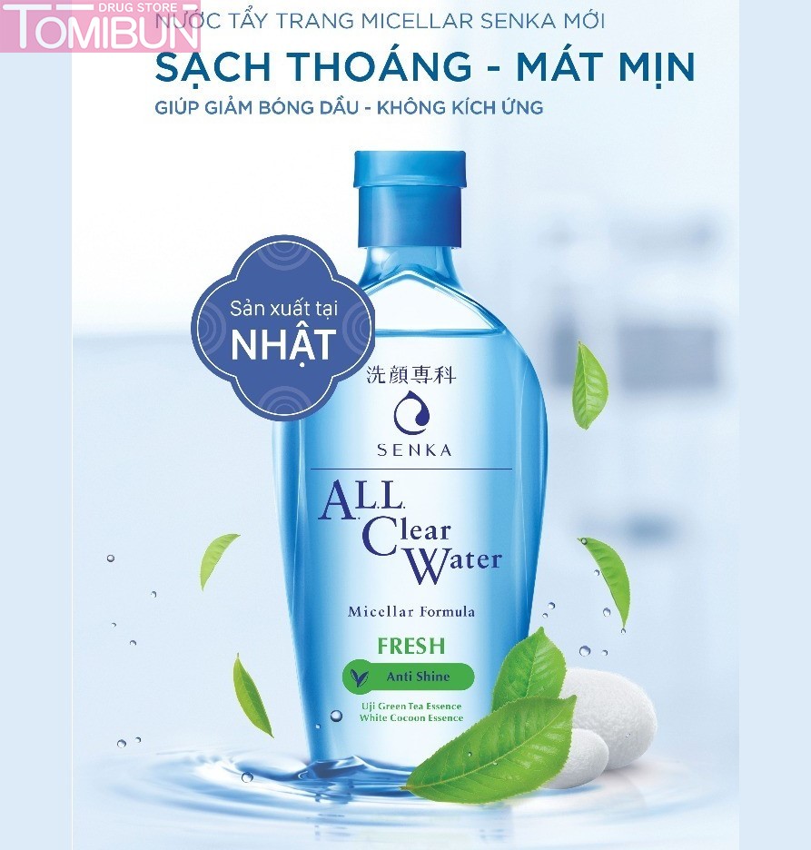 NƯỚC TẨY TRANG SENKA NGỪA MỤN, KIỂM SOÁT NHỜN ALL CLEAR WATER MICELLAR FORMULA FRESH ANTI SHINE 230ML