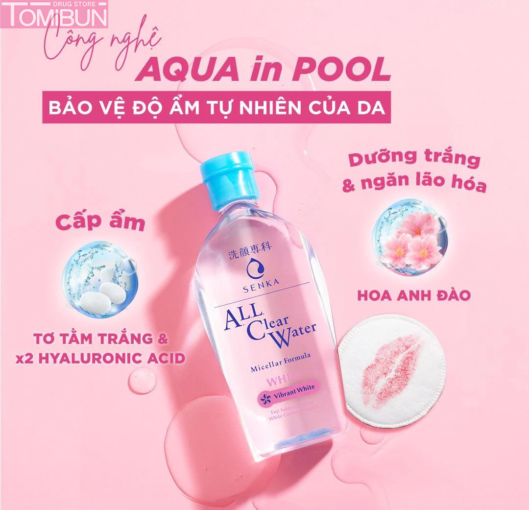 NƯỚC TẨY TRANG SENKA CẤP ẨM, DƯỠNG SÁNG DA ALL CLEAR WATER MICELLAR FORMULA BRIGHT 230ML