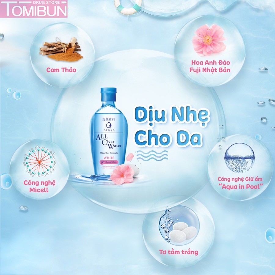 NƯỚC TẨY TRANG SENKA CẤP ẨM, DƯỠNG SÁNG DA ALL CLEAR WATER MICELLAR FORMULA BRIGHT 230ML