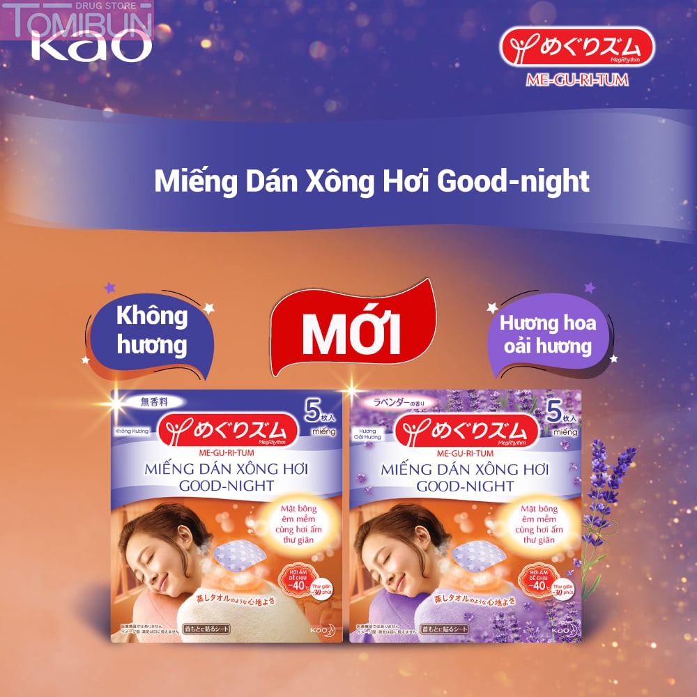 MIẾNG DÁN XÔNG HƠI MEGRHYTHM GOOD-NIGHT OẢI HƯƠNG 5 MIẾNG GOOD-NIGHT STEAM PATCH - LAVENDER