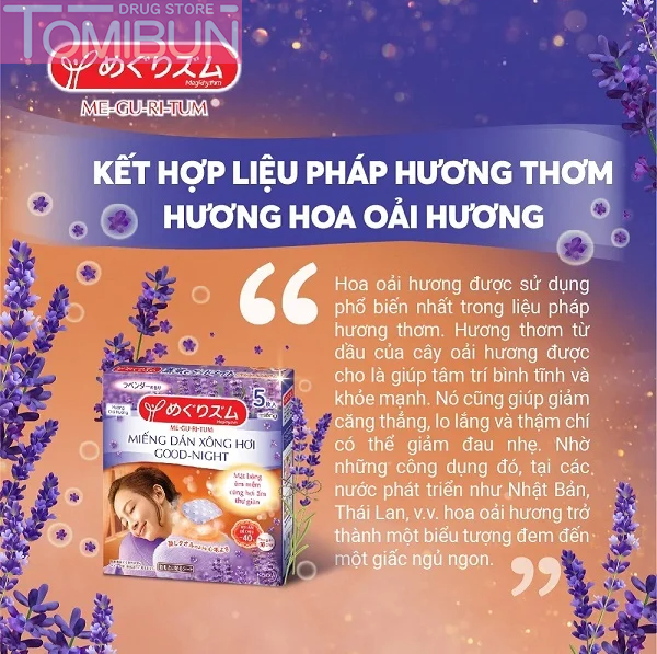 MIẾNG DÁN XÔNG HƠI MEGRHYTHM GOOD-NIGHT OẢI HƯƠNG 5 MIẾNG GOOD-NIGHT STEAM PATCH - LAVENDER