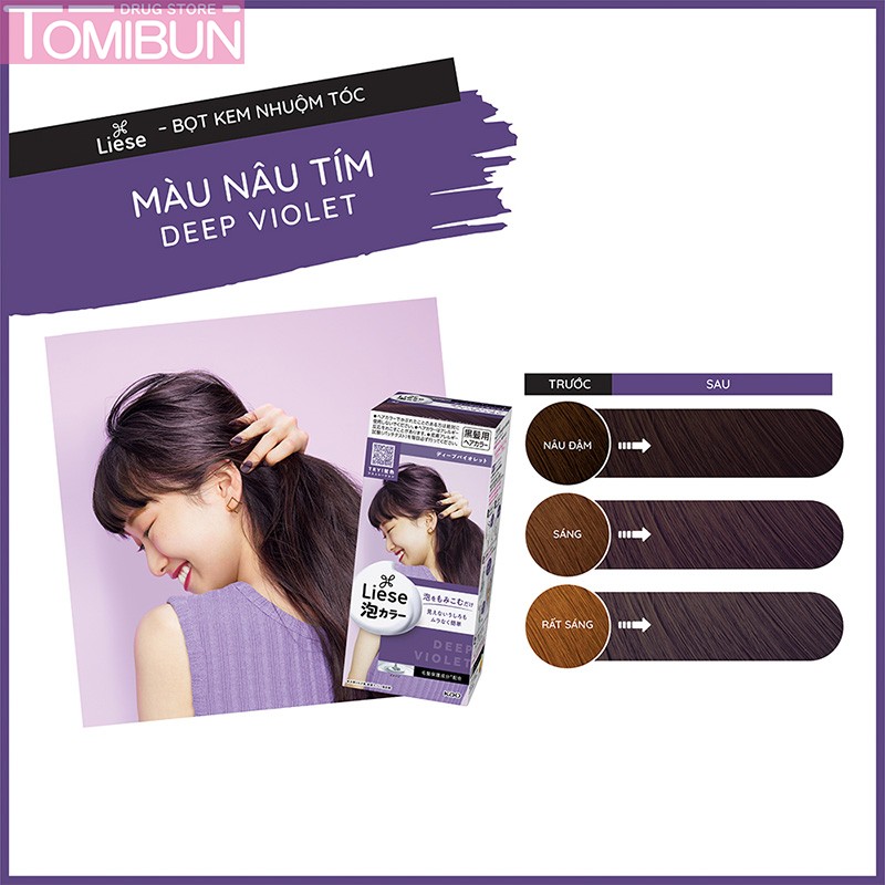 BỌT KEM NHUỘM TÓC LIESE MÀU NÂU TÍM DEEP VIOLET 108ML