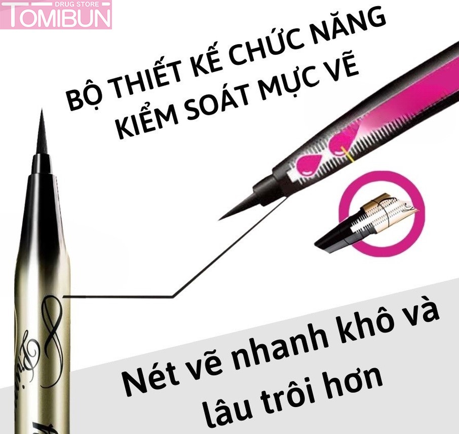 BÚT KẺ MẮT NƯỚC KISSME BỀN MÀU KHÔNG TRÔI MÀU NÂU ĐEN 0.4ML PRIME LIQUID EYELINER RICH KEEP 02 BROWN BLACK