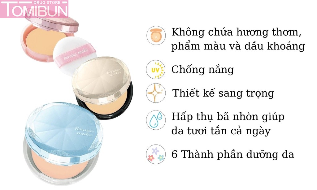 PHẤN PHỦ KISSME CHỐNG NẮNG SIÊU KIỀM DẦU MÀU HỒNG DA HEROINE MAKE LONG STAY POWDER HIGH COVER SPF 43 PA+++ 4.8G