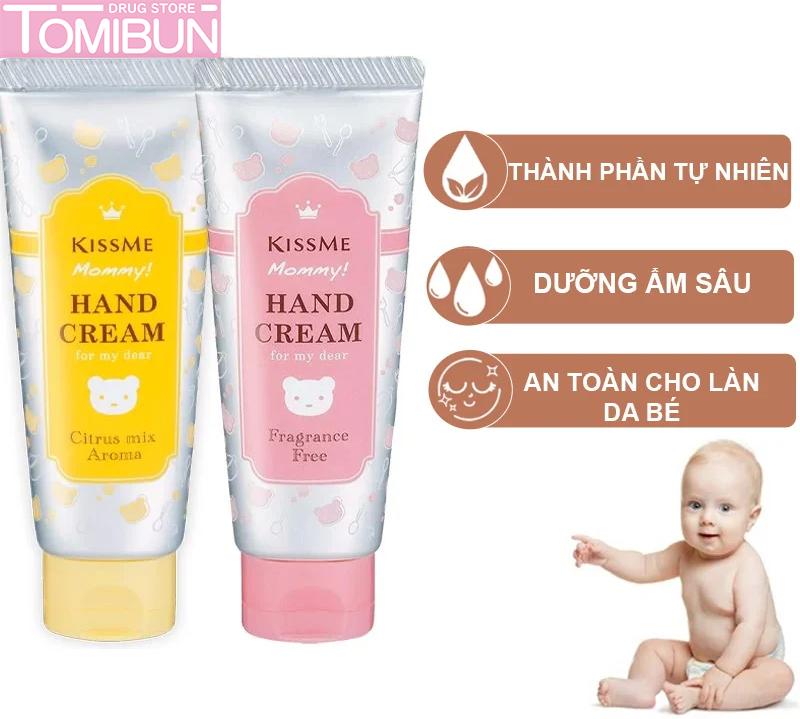 KEM DƯỠNG DA TAY KISSME CHO TRẺ EM KHÔNG MÙI MOMMY HAND CREAM S 60G